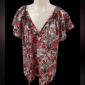 Women’s Flowy Floral Print Top SZ M